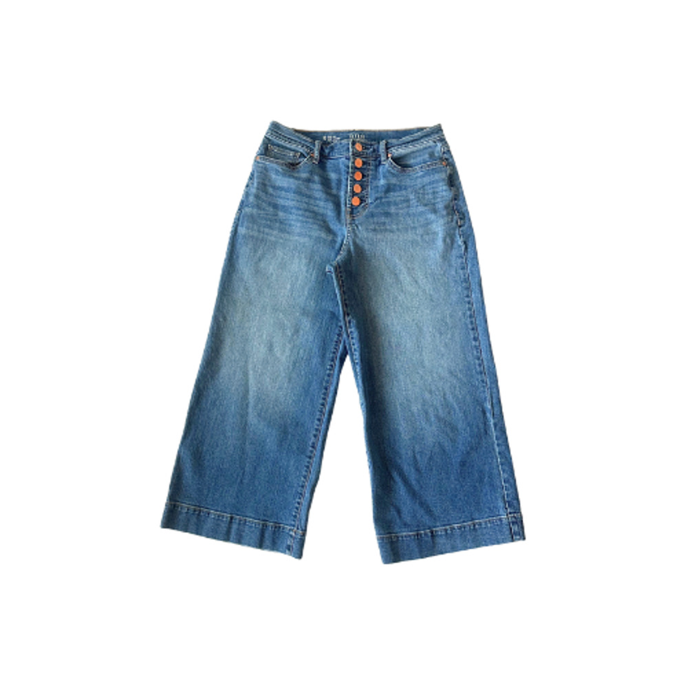 a.n.a Jeans High-Rise Women’s Size 10 Wide Leg Cropped Button-Fly Blue Denim